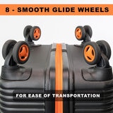 Superdry 3 Piece Hardside Luggage Set in Black/Orange