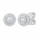 0.22ctw Round Brilliant Cut Diamond Halo Earrings, 14ct White Gold