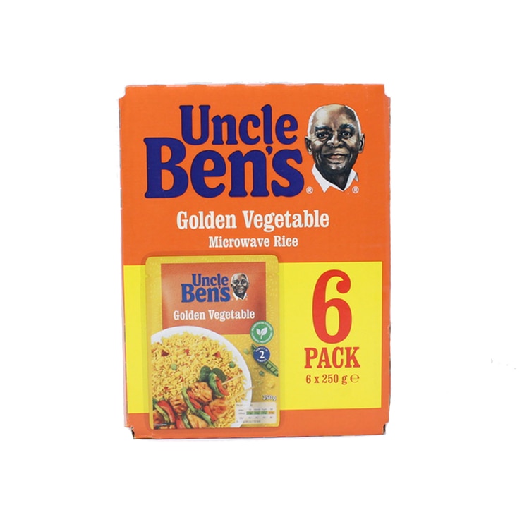 Uncle Ben's Golden Vegetable Microwave Rice, 6 x 250g