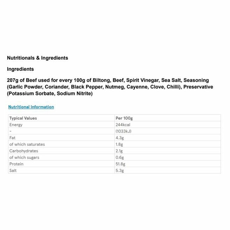 Ingredients and nutritional info