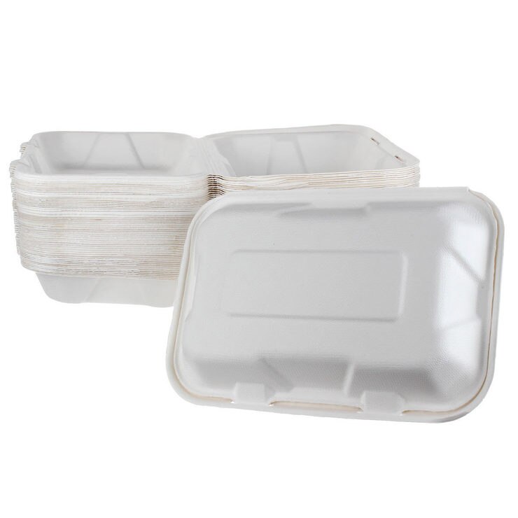 9" x 6" (22.8 x 15.2 cm) Hinged Bagasse Containers, 200 Pack Costco UK