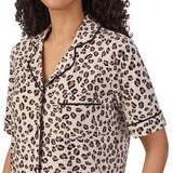 DKNY Ladies Notch Collar 3 Piece PJ Set in Cheetah