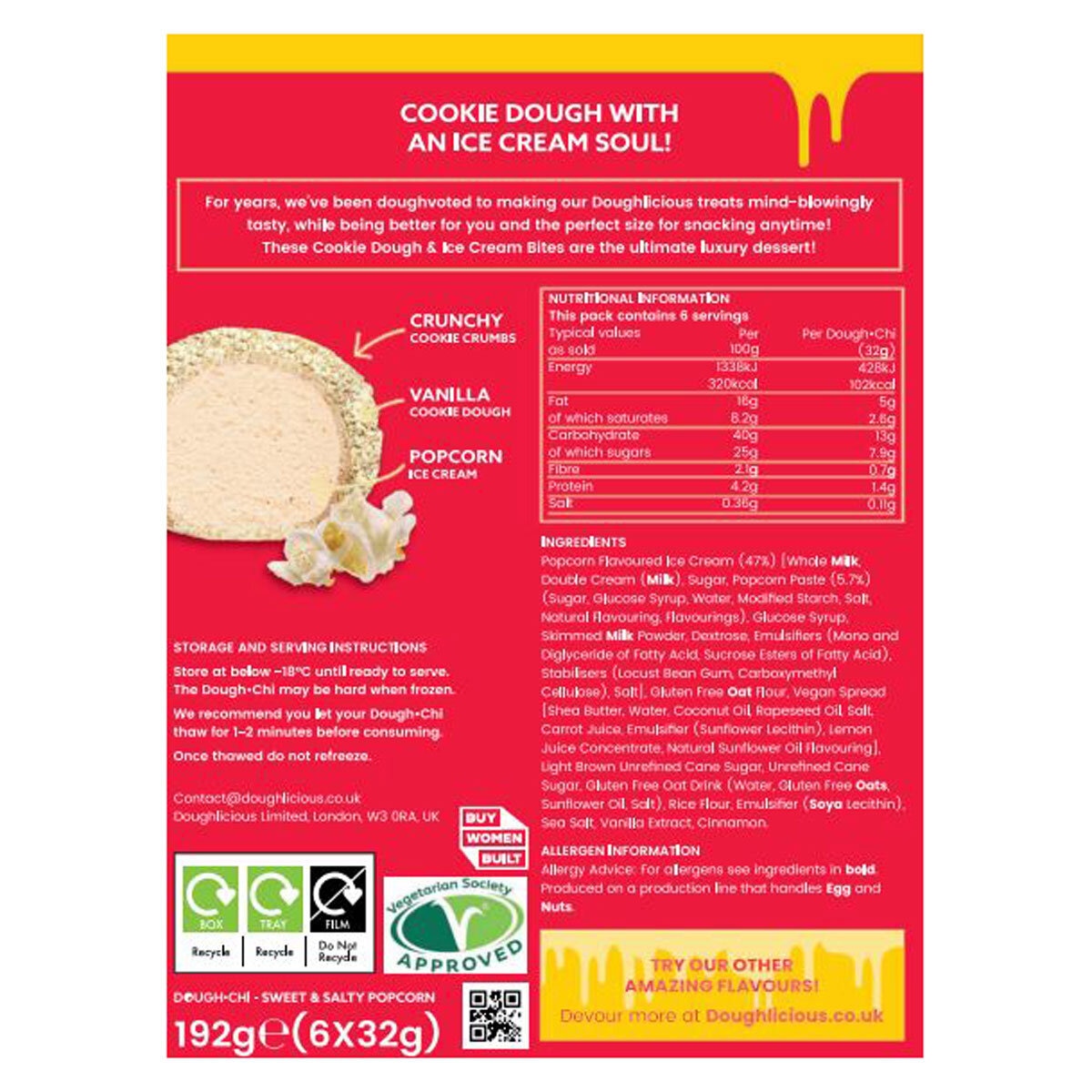 Doughlicious Dough-Chi Sweet & Salty Popcorn, 2 x 6 x 34g