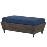 Ottoman with blue cushion