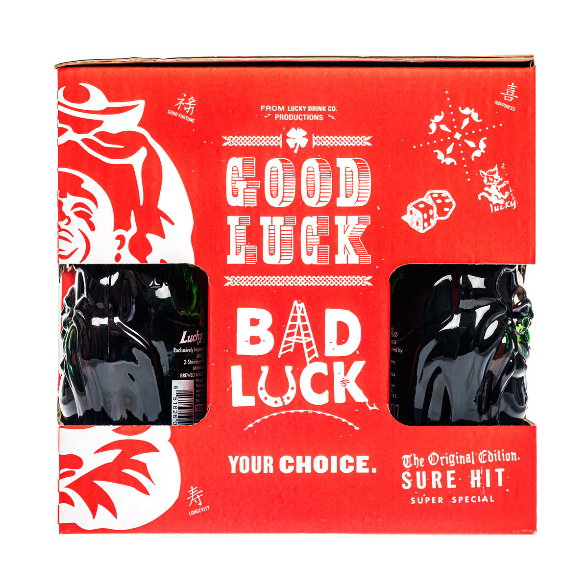 Lucky Buddha Gift Pack 6 x 330ml With 2 Glasses