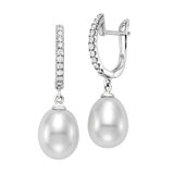 8.5 – 9mm Cultured Freshwater Pearl and 0.18ctw Diamond Earrings