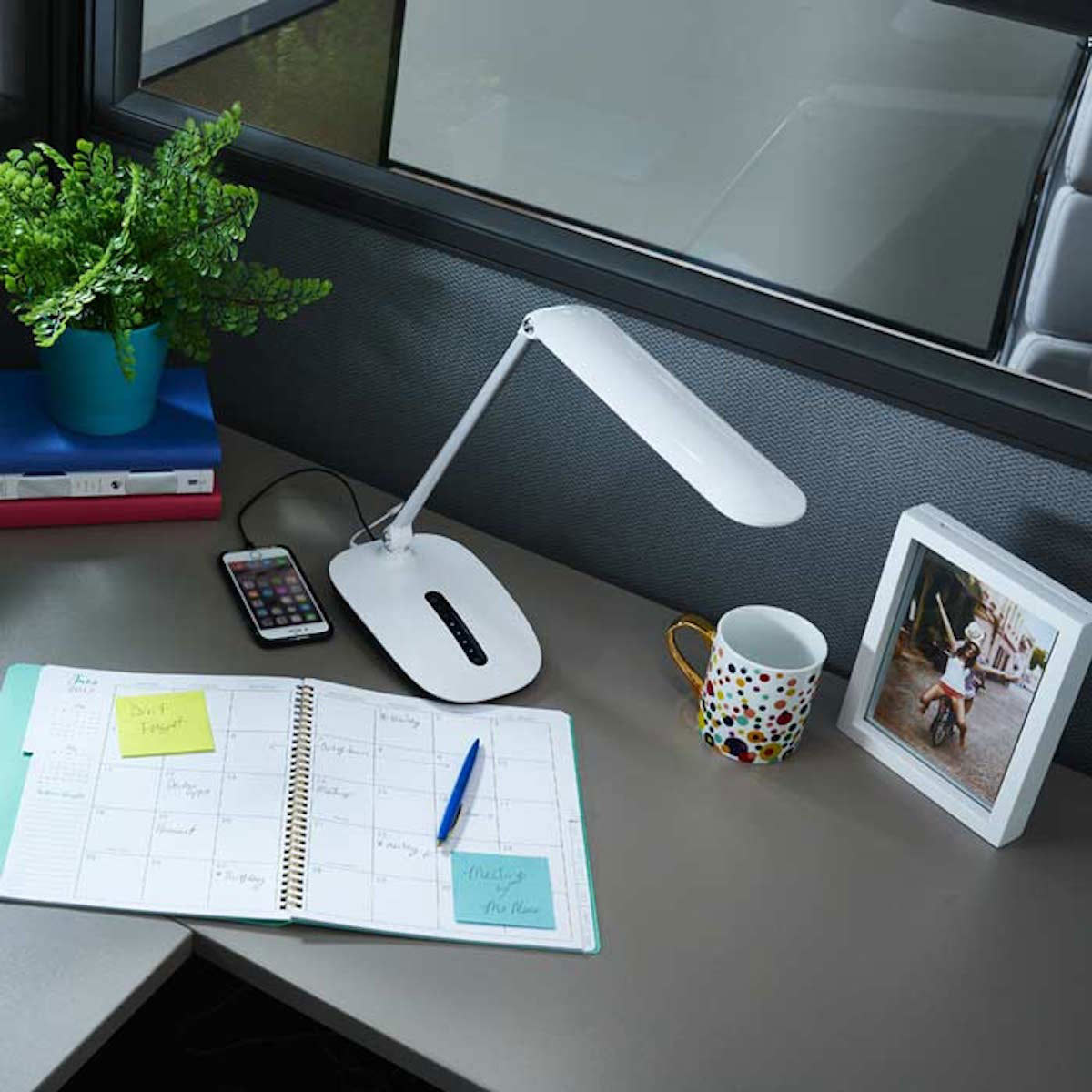 OttLite WorkWell Slide LED Desk Lamp in White