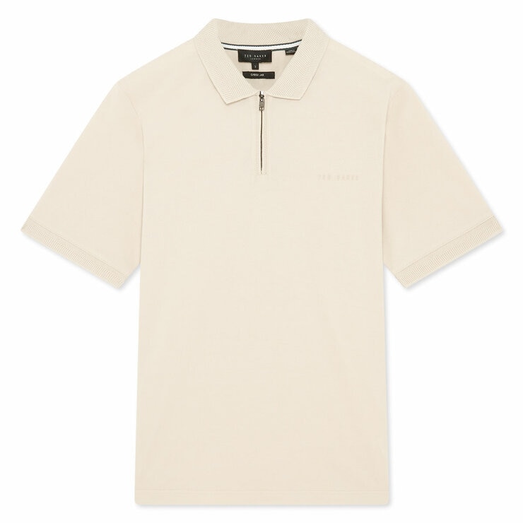 Ted Baker Men's Cyrile Zip Polo Shirt in Beige