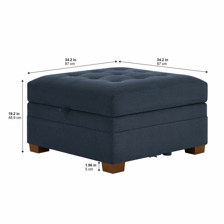 Tisdale Ottoman Piece Blue_Dimension