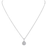 Round Brilliant 0.36 ctw VS2 Clarity, I Color Diamond 14kt White Gold Halo Necklace