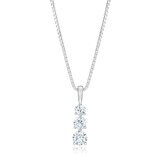 1.00ctw Round Brilliant Cut 3 Stone Diamond Pendant, 14ct White Gold