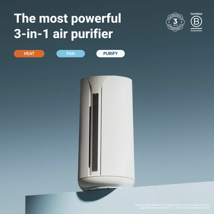 Lifestyle image of Blueair T10i ComfortPure™ 3-in-1 Air Purifier that heats, fans and purifies