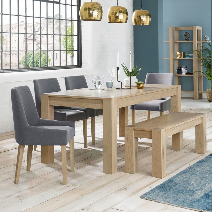 Bentley Designs Turin Aged Oak Extending Dining Table With Bench 4 Bentley Designs Turin Aged Oak Extending Dining Table With Bench 4 Chairs