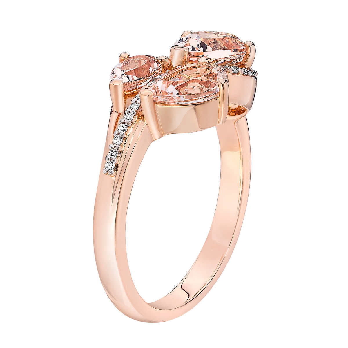 Pear Cut and 0.09ctw Diamond Ring, 14ct Rose Gold Costco UK