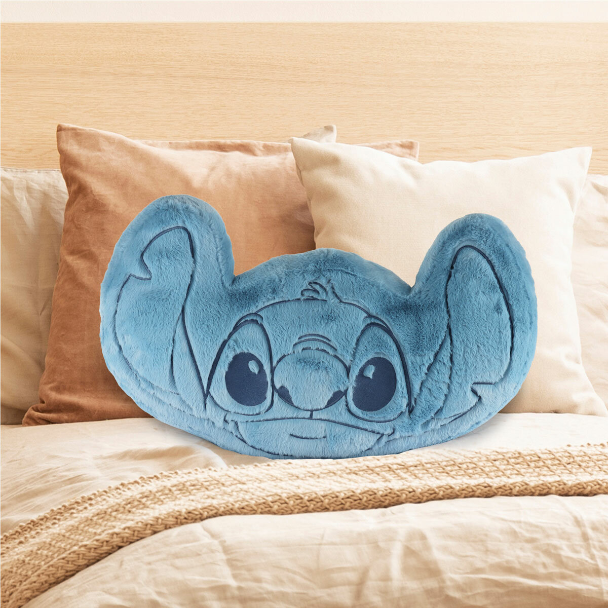 Disney Character Faux Rabbit Fur Oversized Cushion, Stitch
