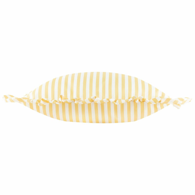 Wylder Millie Ruffle Yellow Striped Indoor Outdoor Cushion, 50 x 50 cm