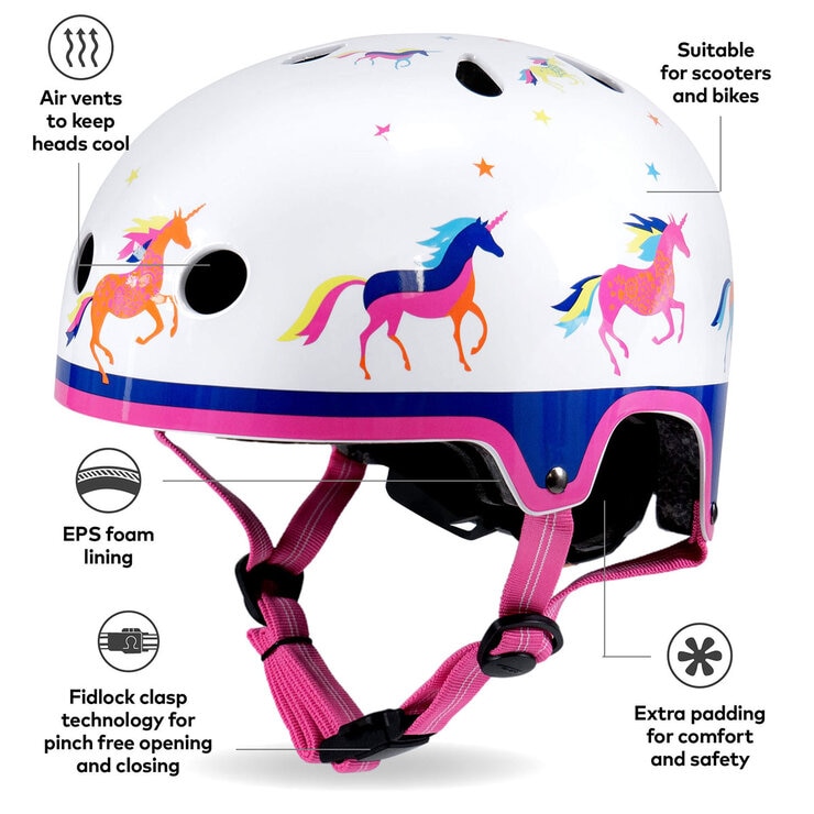 Micro Mini 2 Grow 4 in 1 Pink Scooter with Unicorn Helmet and Pink Bell (12+ Months)