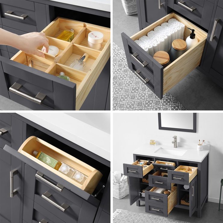 OVE Lakeview 106 cm Single Vanity in Charcoal Costco UK