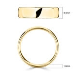 6.0mm Basic Court Wedding band. 18ct Yellow Gold