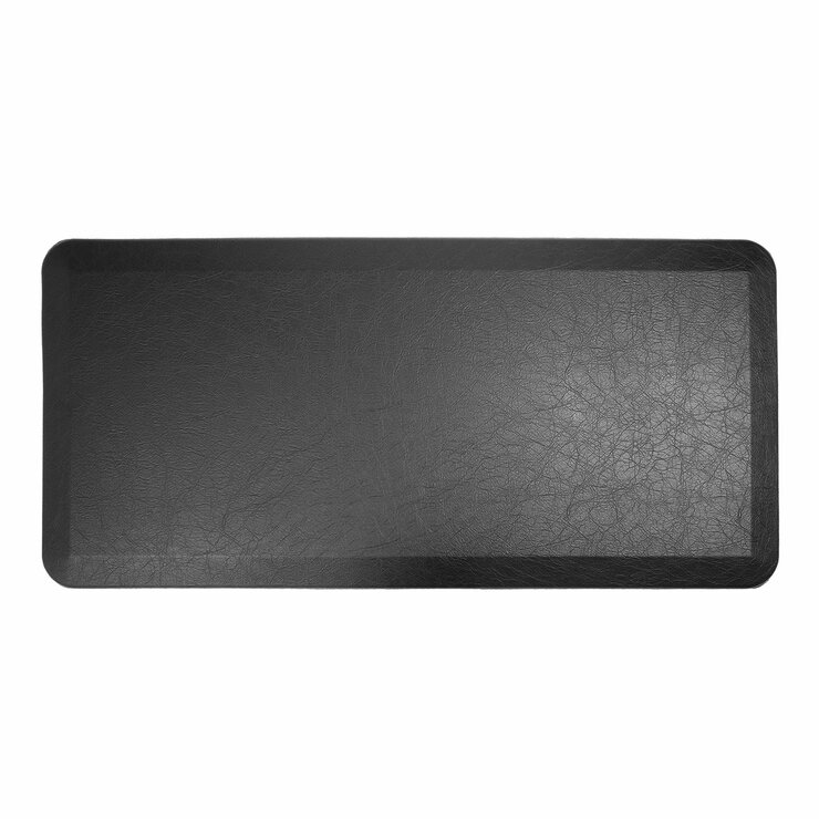Black anti fatigue mat in a white background