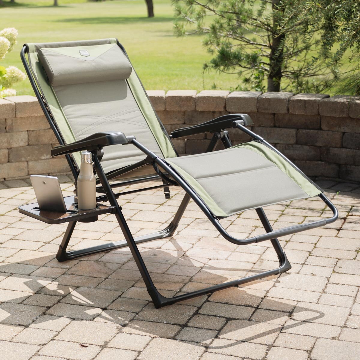 Timber Ridge Zero Gravity Folding Lounger with Side Table