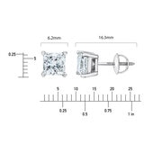 1.50ct Princess Cut Diamond Stud Earrings, Platinum