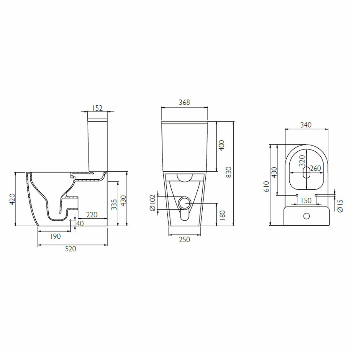 Tavistock Curve Closed Back Toilet With Cistern And Seat 620mm