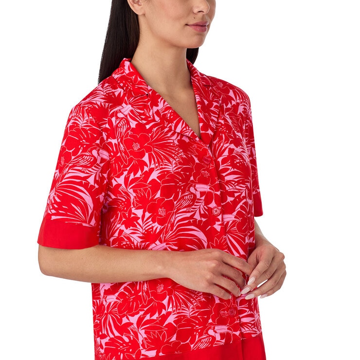 Room Service Ladies Notch Collar Pyjama Set in Red