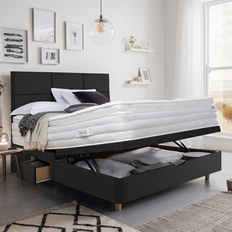 Silentnight Ottoman Divan Base with Harper Headboard in Ebony in 3