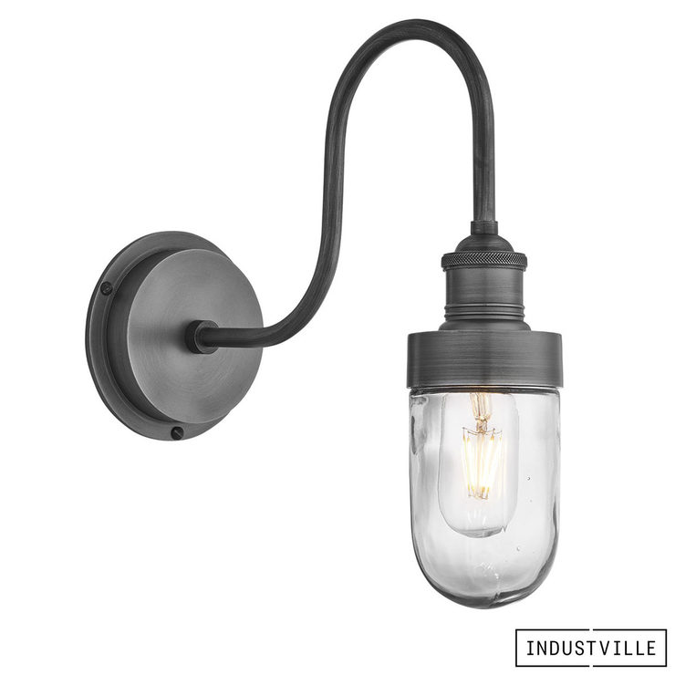 Industville Swan Neck Outdoor And Bathroom Wall Light In 3 Colours
