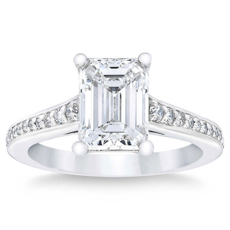 3.24ctw Emerald Cut Diamond Wedding Ring, Platinum Costco UK