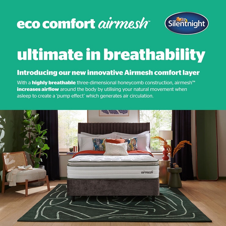 Silentnight AirMesh® 3000 Pocket Boxtop Mattress & Slate Grey Full Ottoman Divan in 3 Sizes