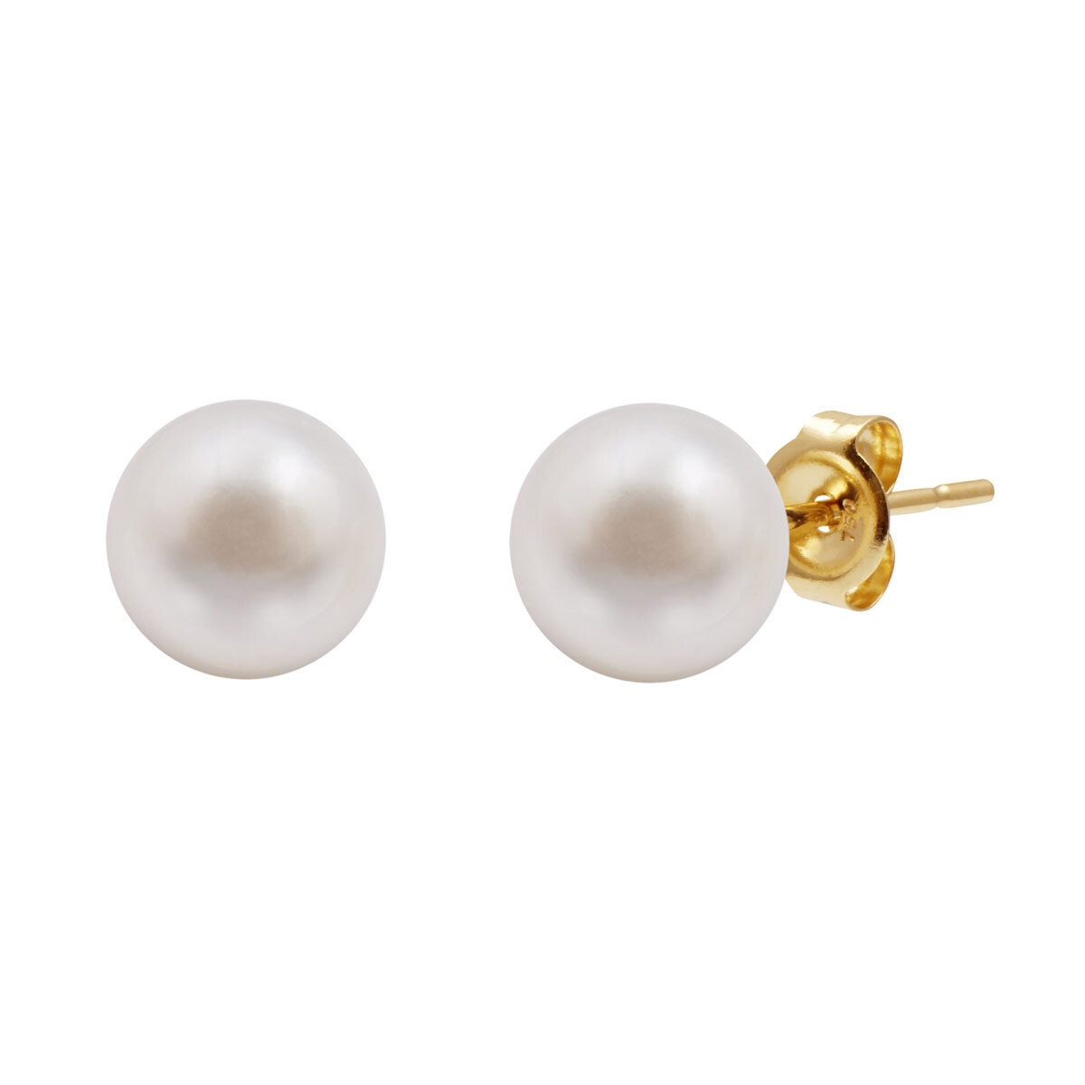 7.5mm Akoya Pearl Stud Earrings, 18ct Yellow Gold