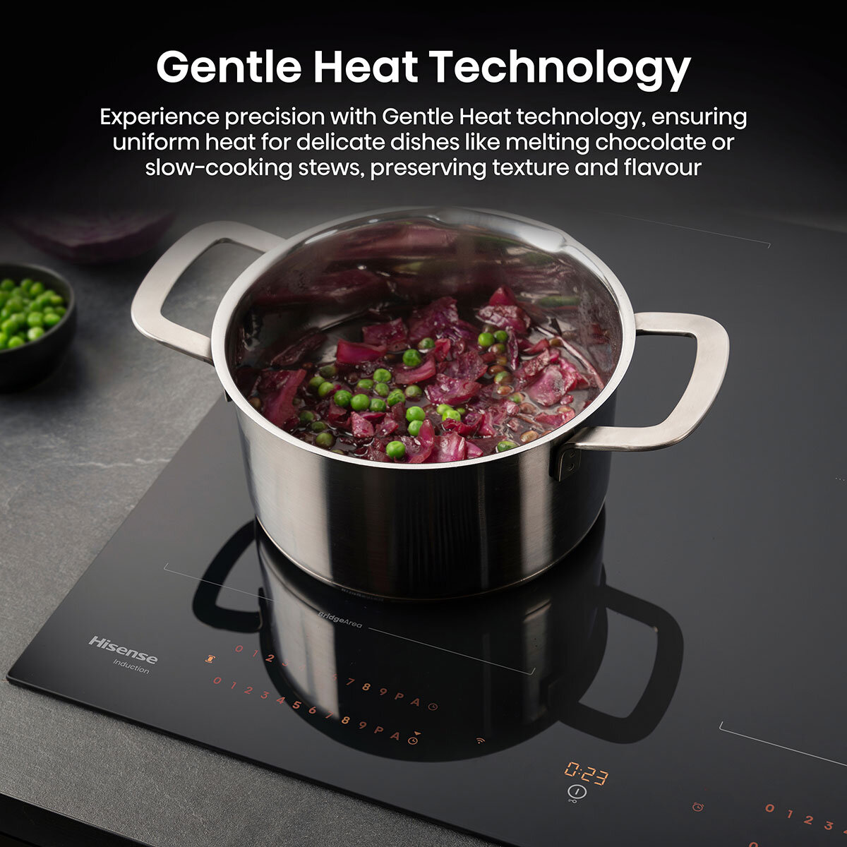 Hisense Hi8 HI6443BSCWF 60cm Induction Hob with Area Flex, in Black
