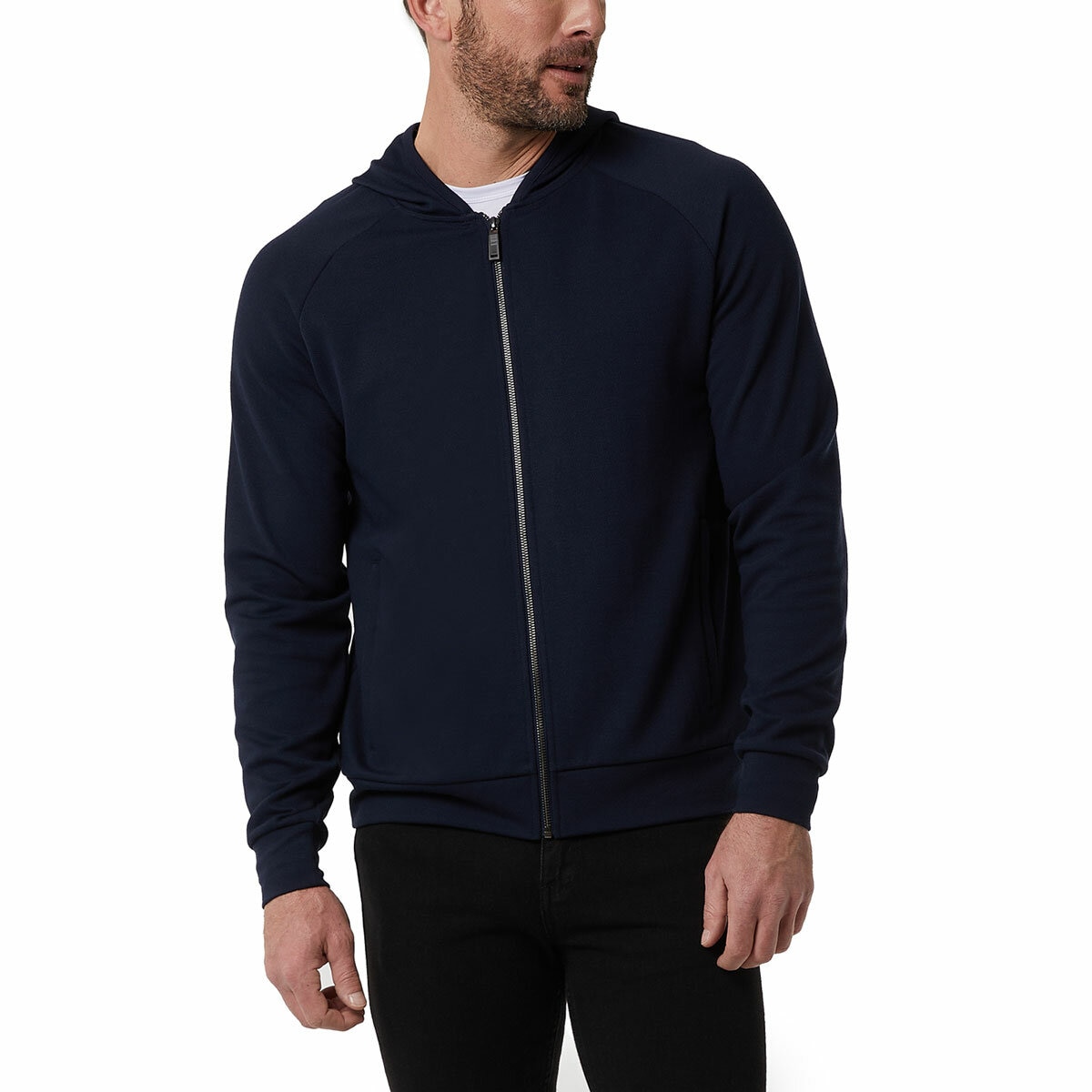 32 Degrees Men's Pique Full Zip Hoodie in Navy