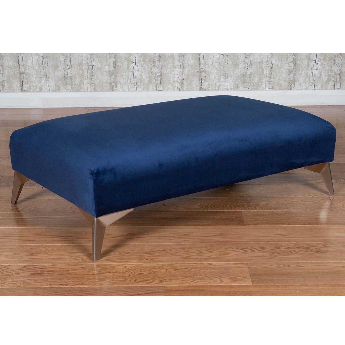Roko Blue Velvet Accent Footstool Costco UK