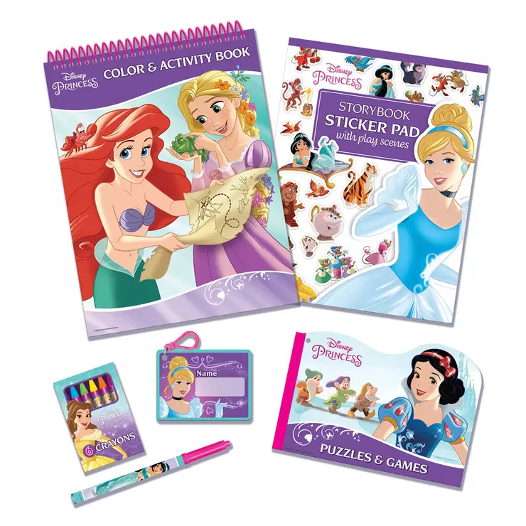 3 Disney Princess Story Books & Activity Case