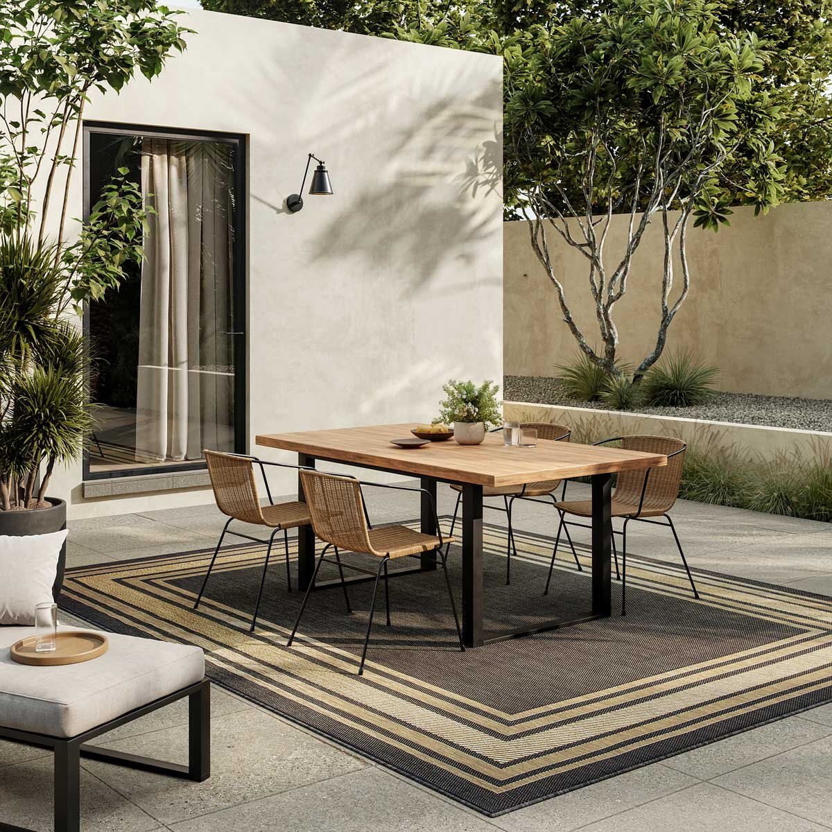 Nourison Horizon Border Indoor / Outdoor Rug in 2 Sizes, Charcoal