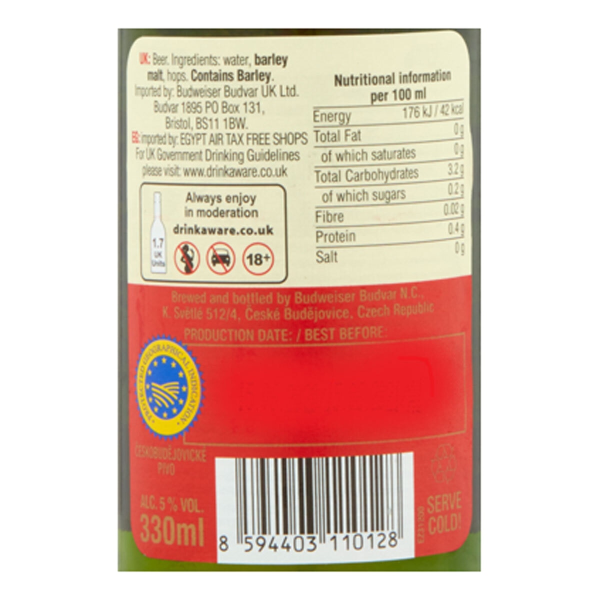 Back of bottle image showing ingredients and nutritional information