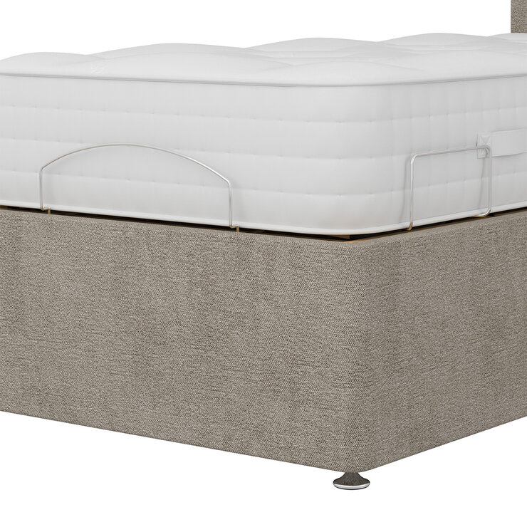 Highgrove Radnor Taupe Fabric Electric Adjustable Bed Frame with 1000 Spring Count Long Single Mattress in 2 Firmness Ratings
