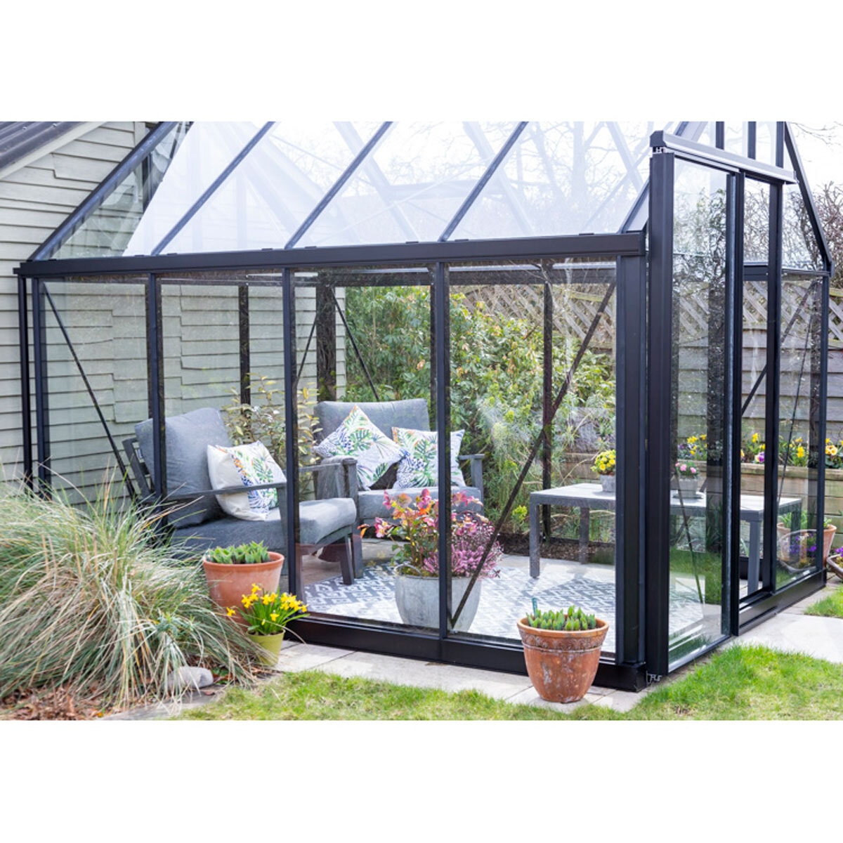 Janssens Liege 7ft 7'' x 10ft 1'' (2.4 x 3.1 m) Aluminium Greenhouse Package