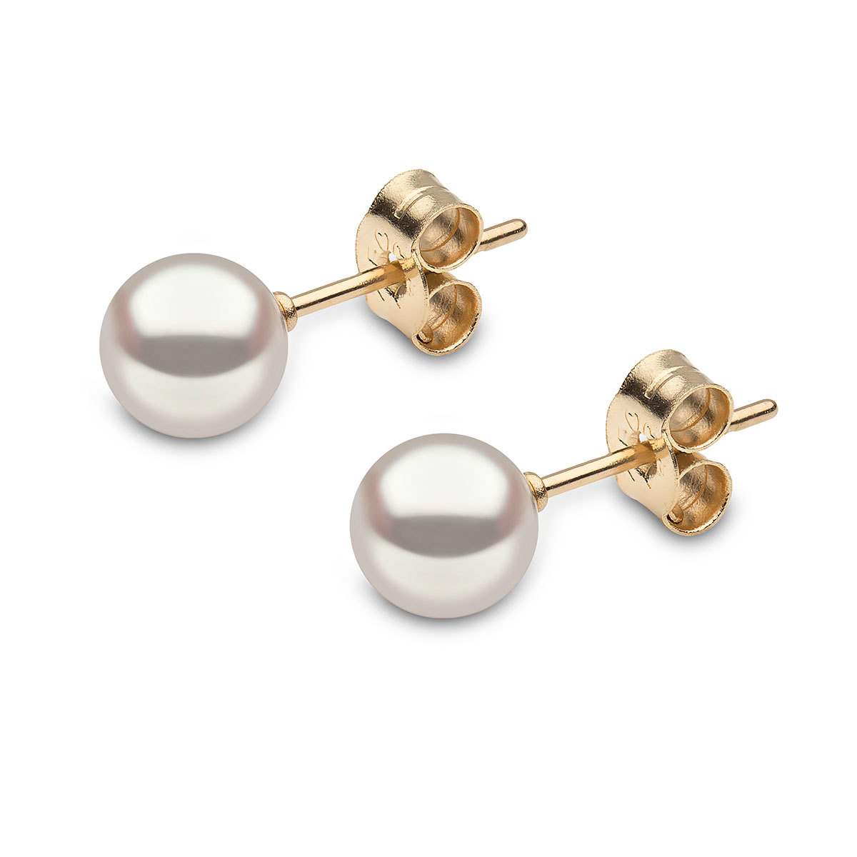 5.5-6mm Cultured Akoya Pearl Studs, 18ct Yellow Gold