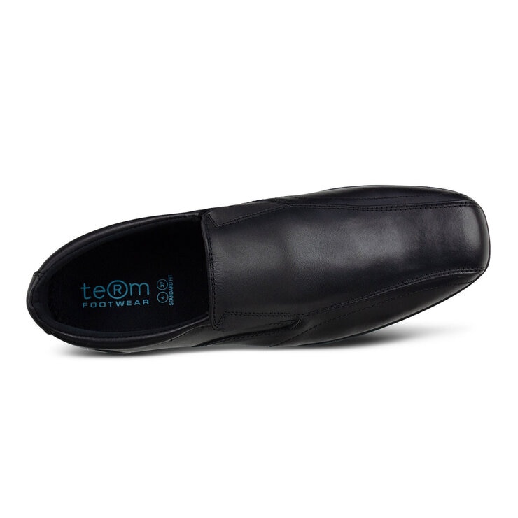Terms Harvey Boys Black Leather Sleek Slip on Shoe