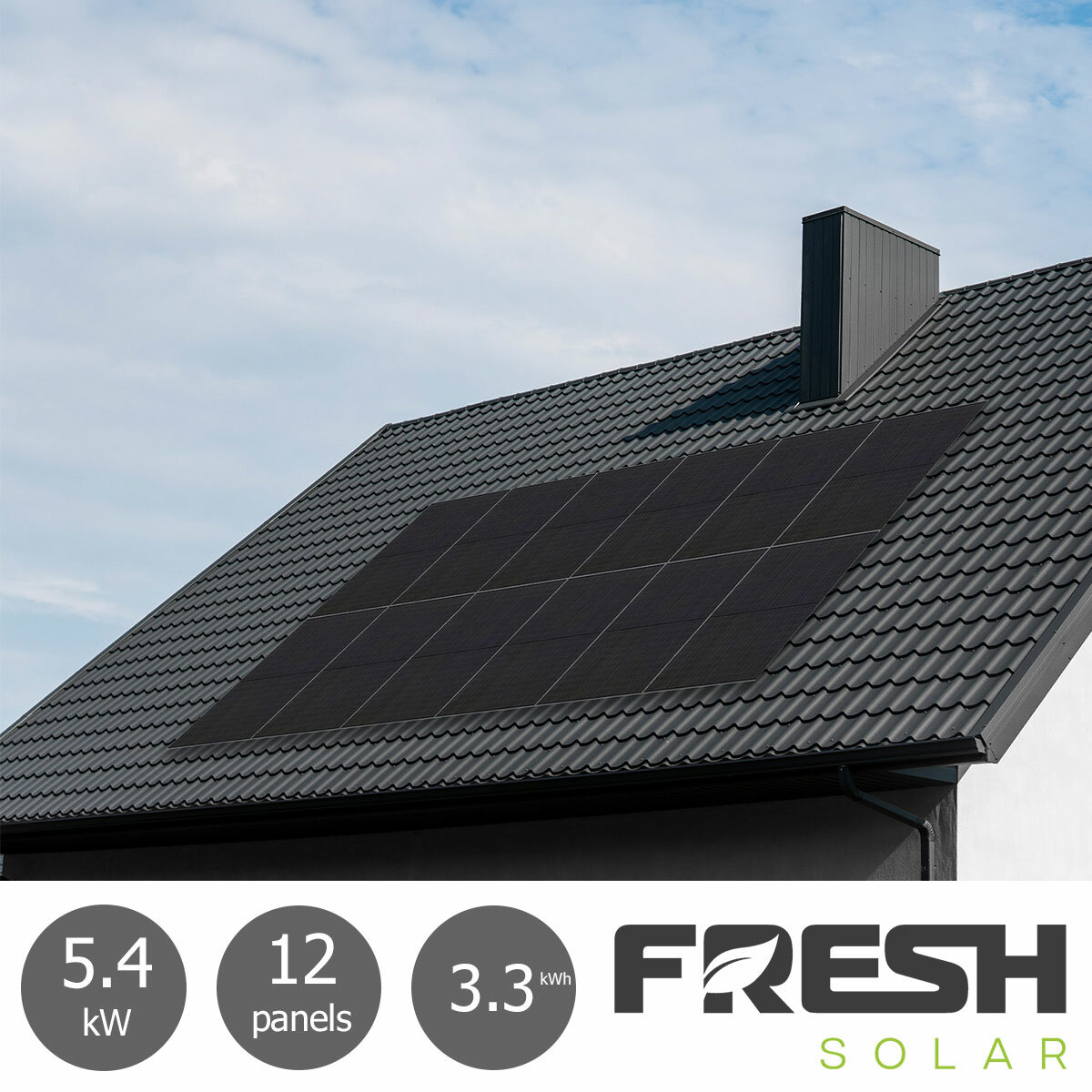 Fresh Solar 5.4kW Solar PV System [12 Panels] with 3.3kW Fox Battery - Fully Installed