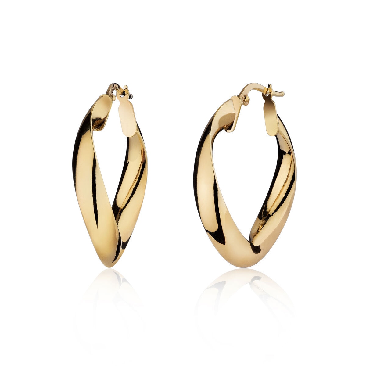 14ct Yellow Gold Wave Hoop Earrings