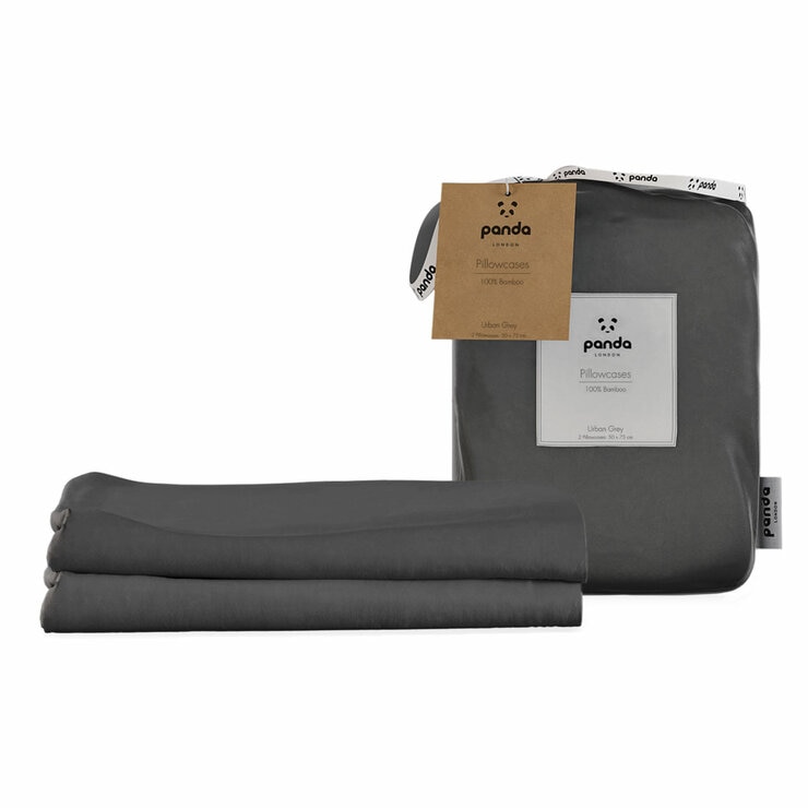 Panda 100% Bamboo Dark Grey Pillowcase Pair Panda 100% Bamboo Dark Grey Pillowcase Pair