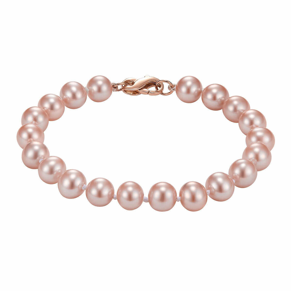 8-8.5mm Cultured Freshwater Pink Pearl Bracelet, 14ct Rose Gold
