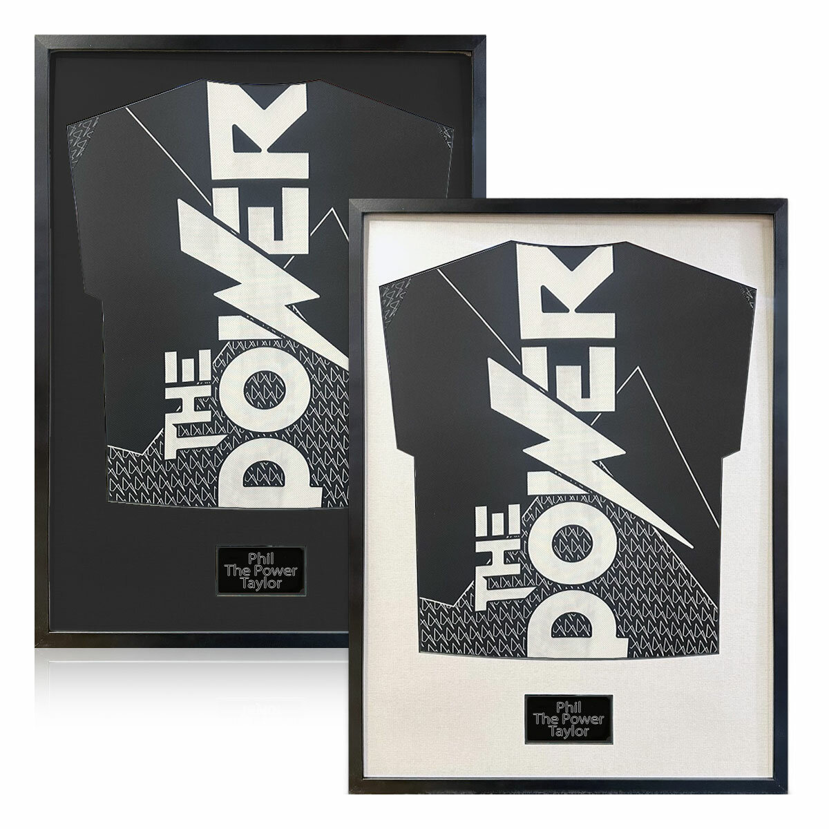 Phil Taylor Signed Framed Darts Shirt in 2 Options: White or Black Mount Phil Taylor Signed Framed Darts Shirt in 2 Options: White or Black Mount