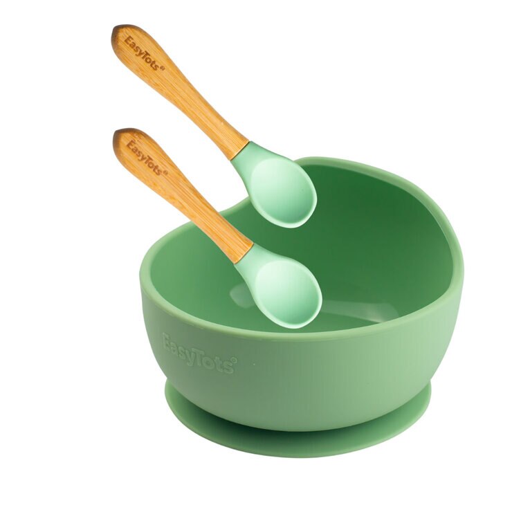 EasyTots Suction Bowl with Bamboo Spoons in 5 Colours EasyTots Suction Bowl with Bamboo Spoons in 5 Colours