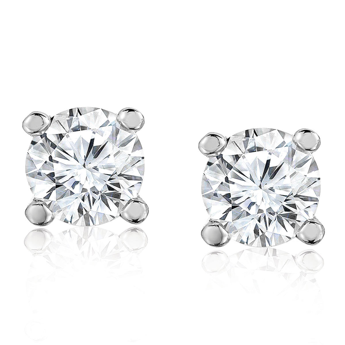 0.50ctw Round Brilliant Cut Diamond Stud Earrings, 18ct White Gold